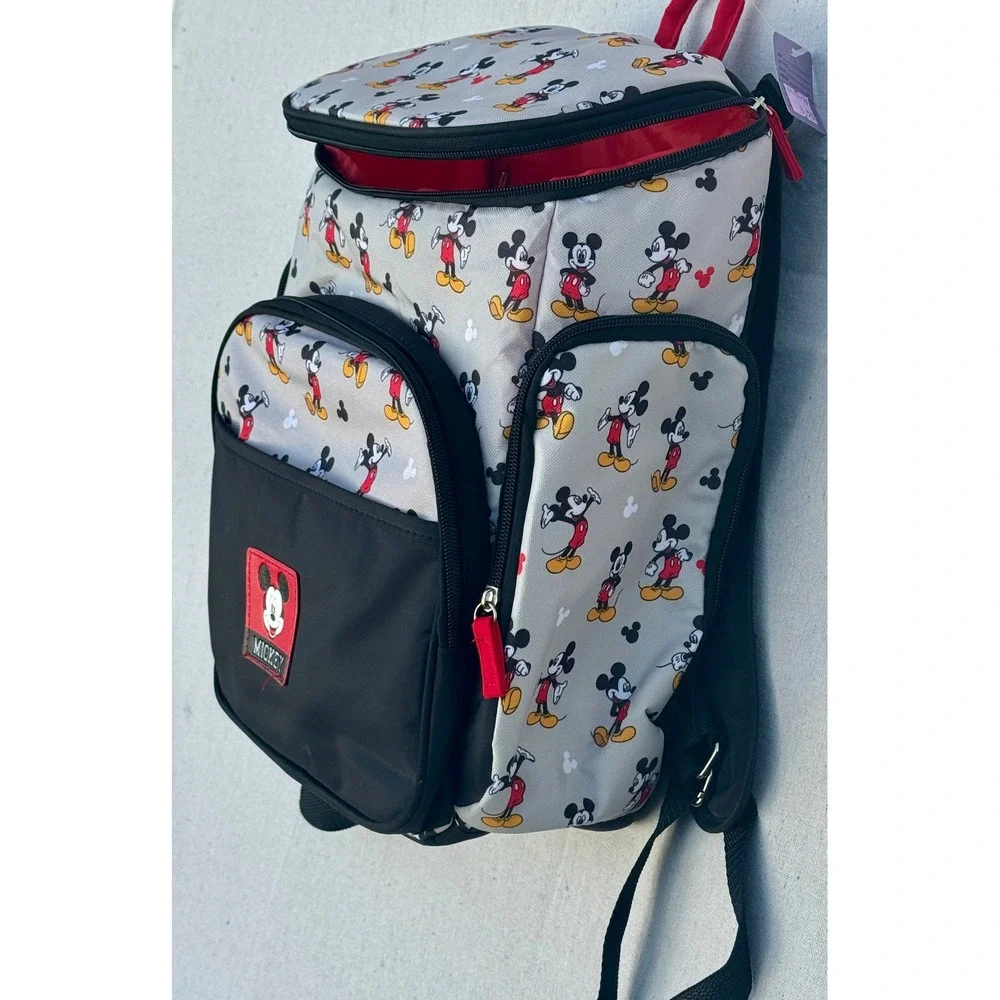 Disney Mickey Mouse Diaper Bag Backpack Gray Black Classic Print Multi-Pocket
